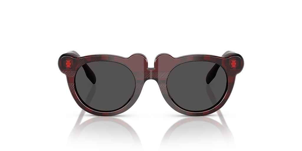 BURBERRY JB4355 Check Red - Unisex Luxury Sunglasses, Dark Grey Lens