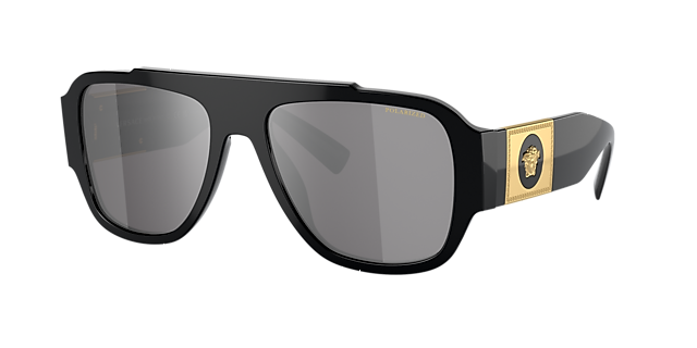 Versace VE4436U 57 Polar Grey Mirror Silver & Black Polarized 
