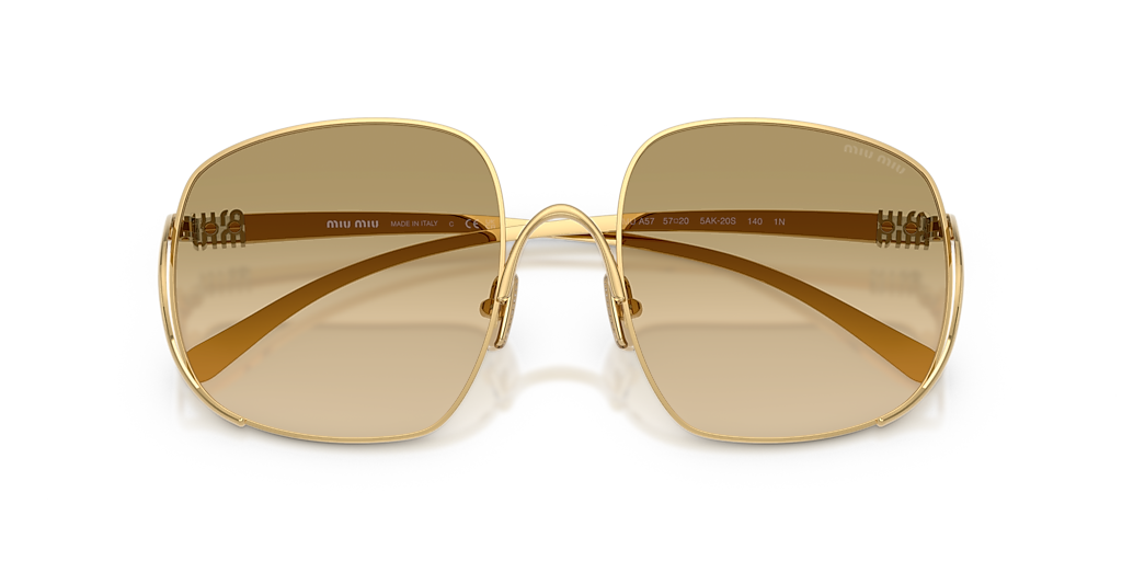 MIU MIU ゴールドフレーム サングラス Miu Miu Eyewear ラップフレーム サングラス | ゴールドトーン