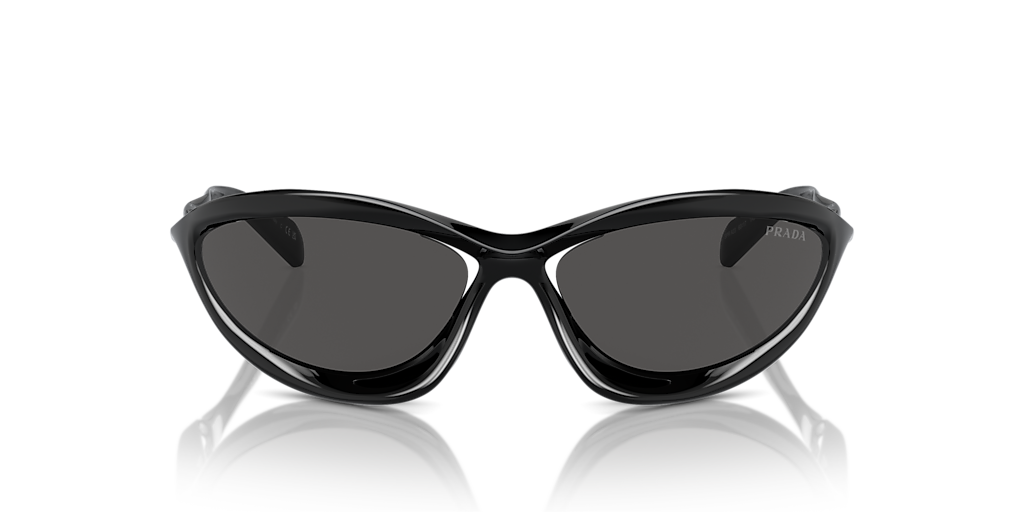PRADA PR A23S Black - Women Luxury Sunglasses, Dark Grey Lens