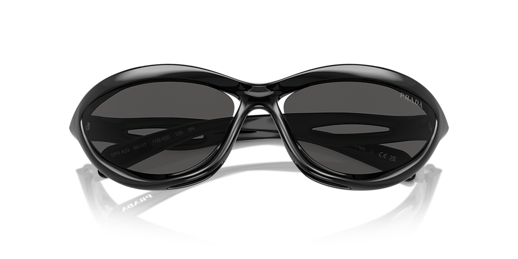 PRADA PR A23S Black - Women Luxury Sunglasses, Dark Grey Lens