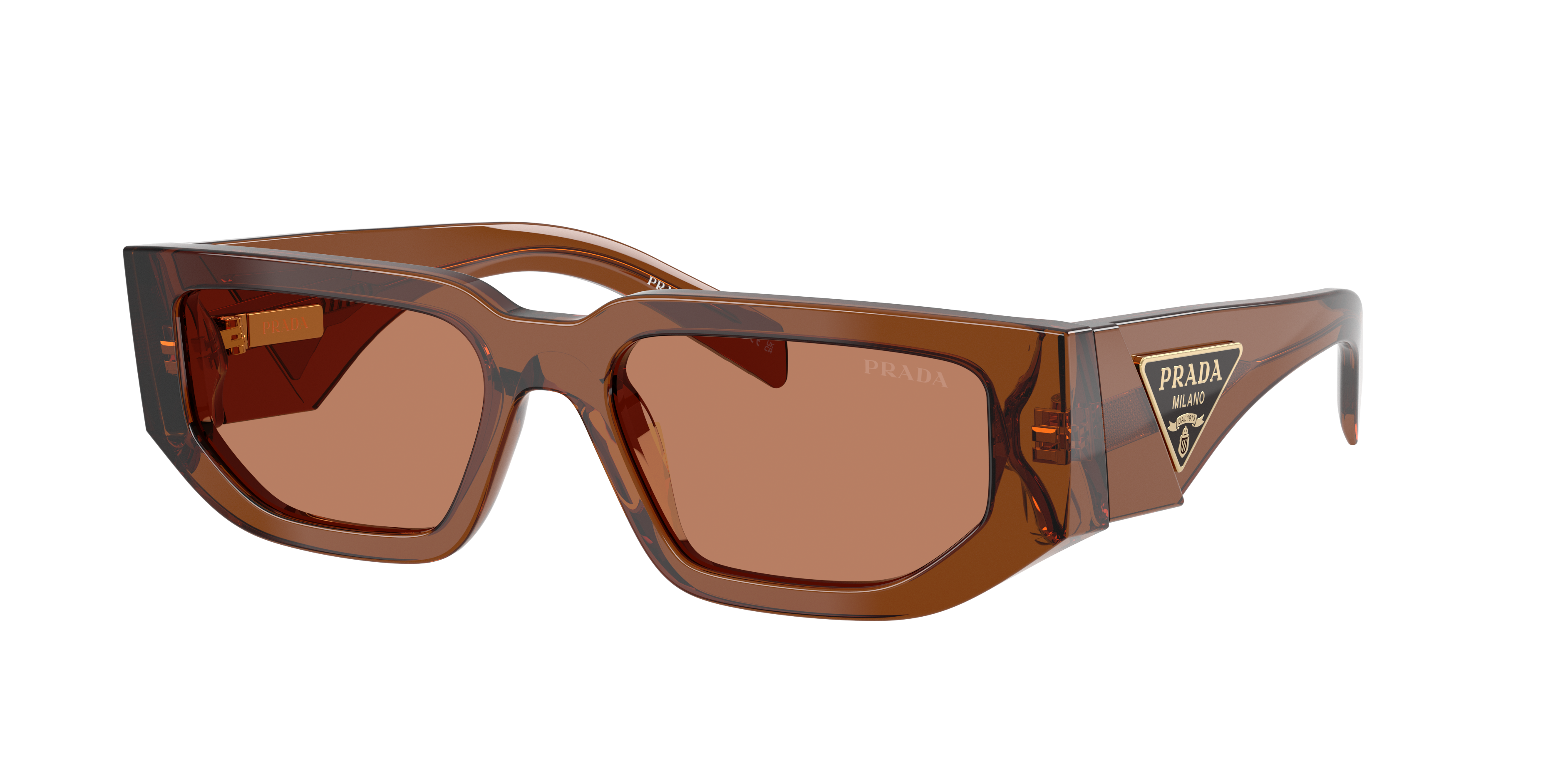 Prada Man Sunglass PR 09ZS -  Frame color: Dark Brown Transparent, Lens color: Brown