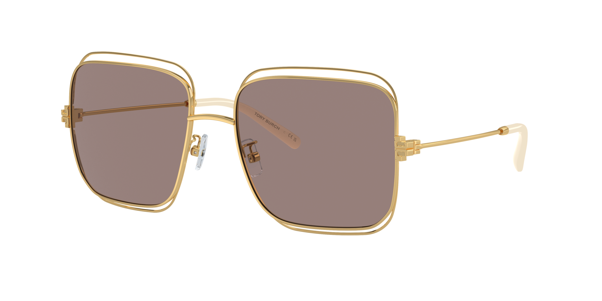 Tory Burch Woman Sunglass TY6107 - Frame color: Shiny Gold, Lens color: Light Purple & Brown Mirror