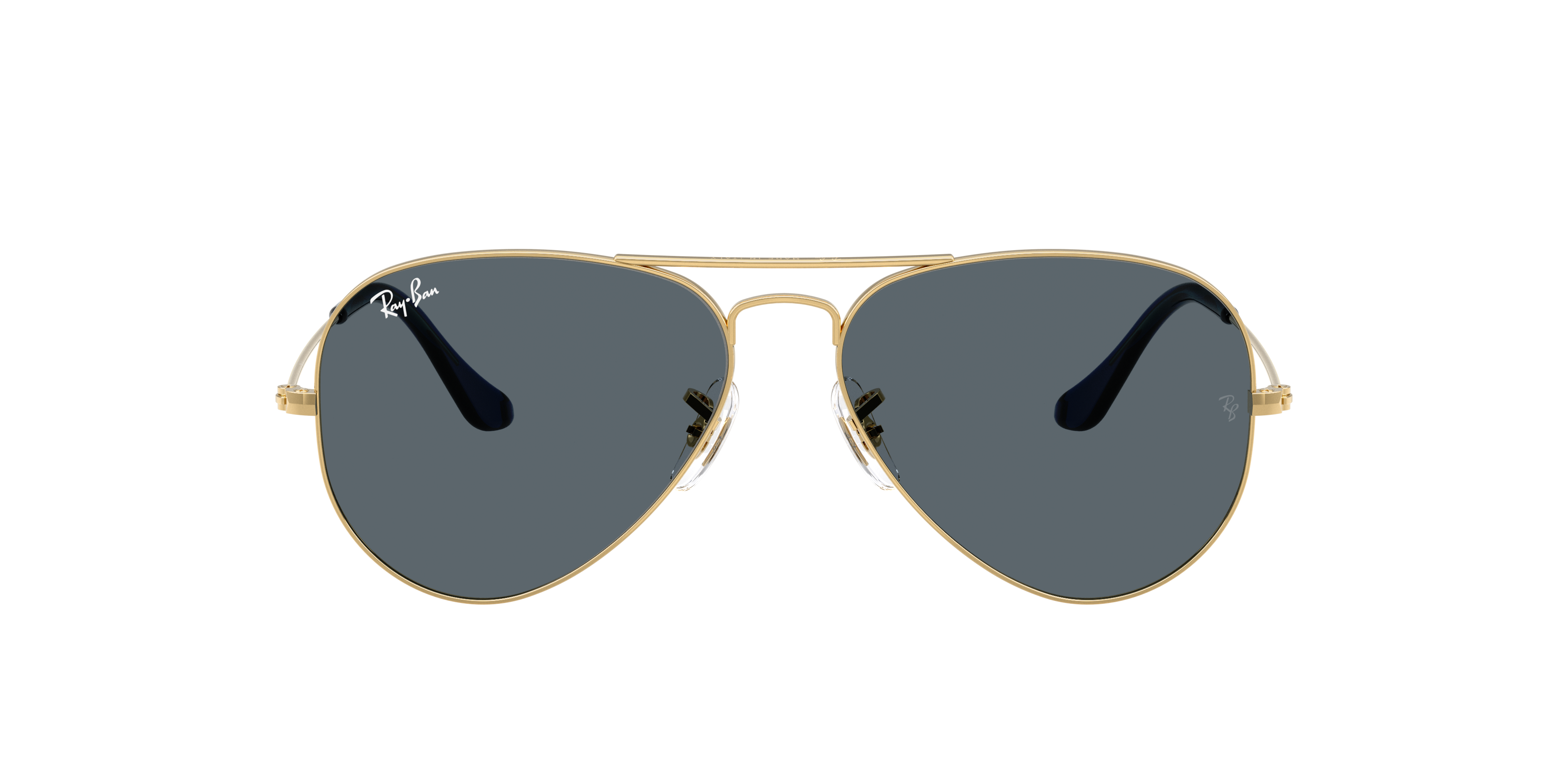 Ray Ban Aviator Metal Ii Sunglasses Gold Frame Blue Lenses Polarized 58-14 In Green