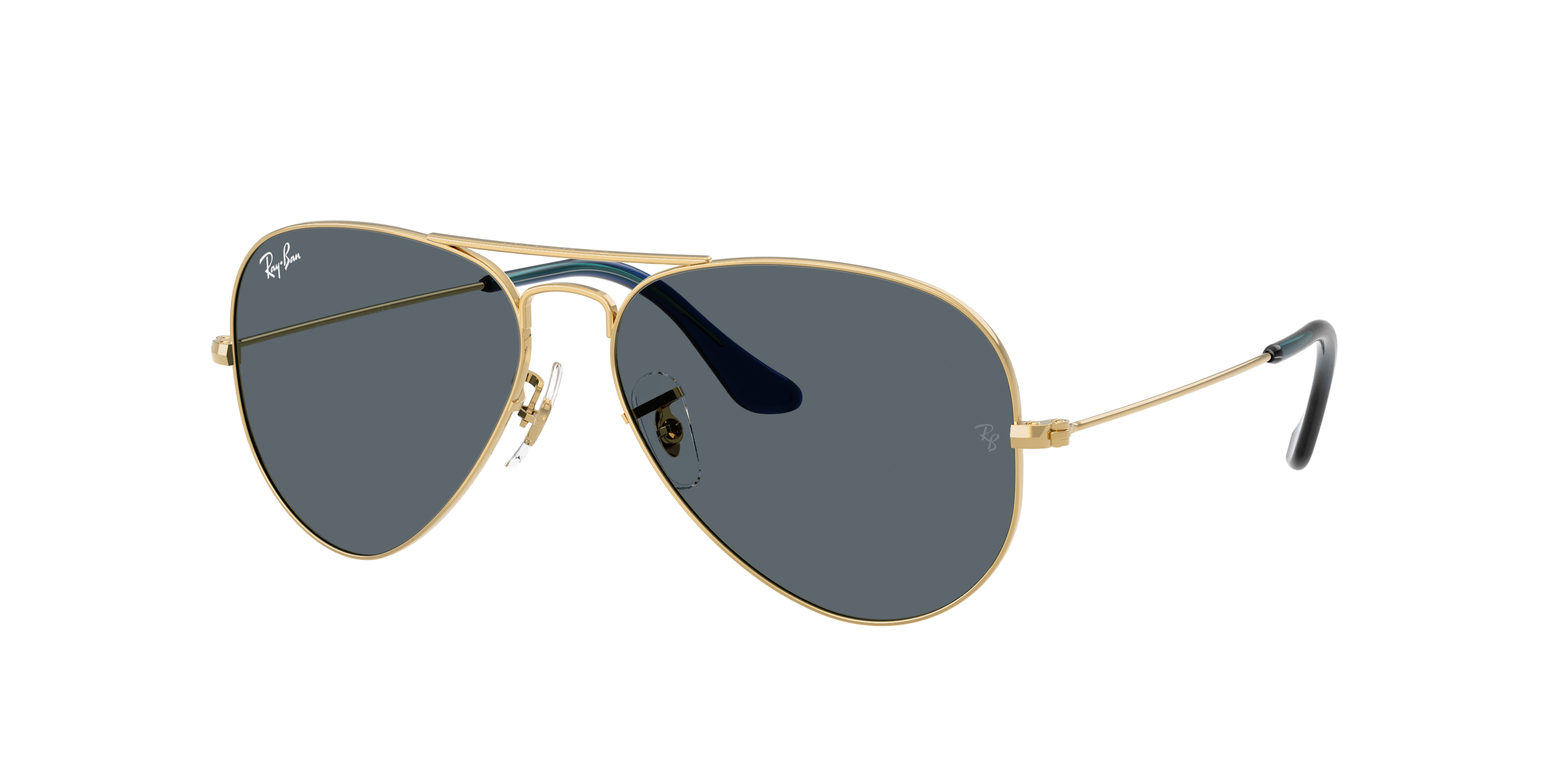 Ray Ban Aviator Metal Ii Sunglasses Gold Frame Blue Lenses Polarized 58-14 In Green