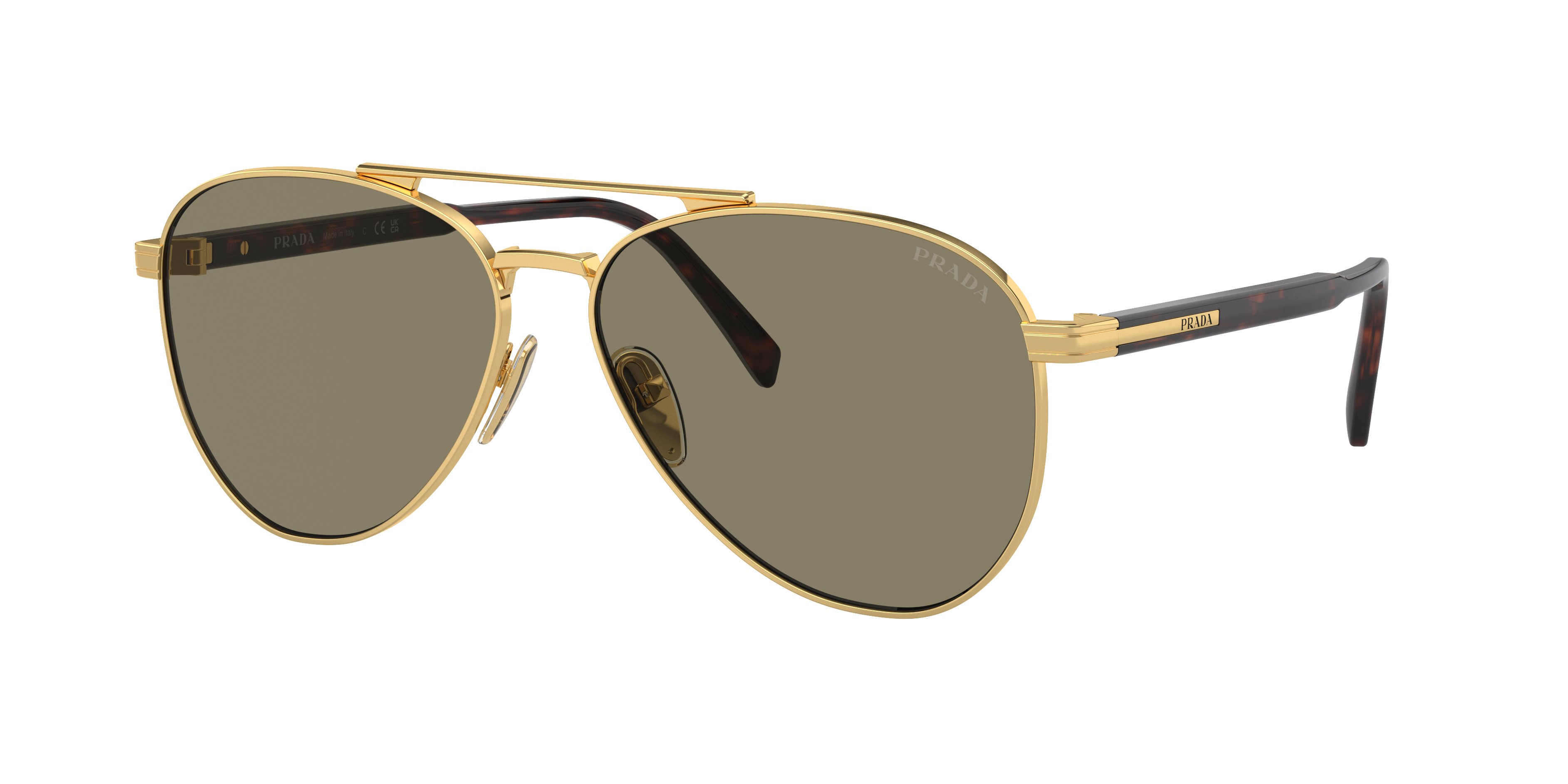 Prada Man Sunglass PR A58S -  Frame color: Gold, Lens color: Light Brown