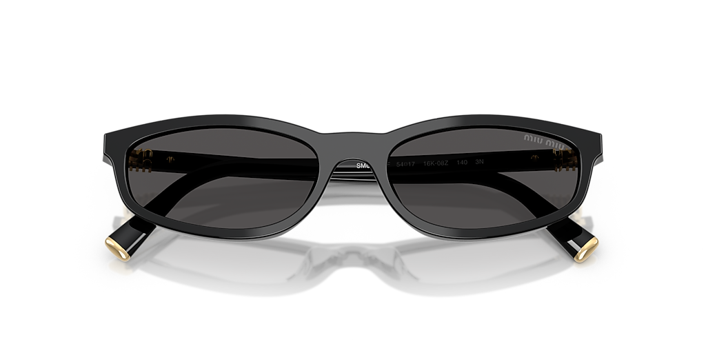 MIU MIU MU A06SF Black - Woman Luxury Sunglasses, Dark Grey Lens