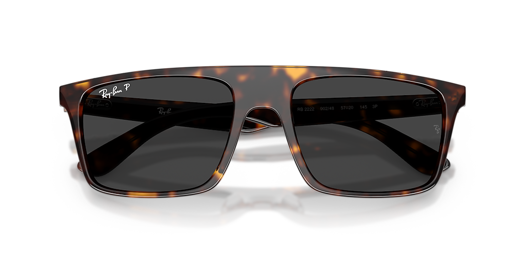 RAY-BAN RB2222 Havana - Unisex Sunglasses, Polarized Black Lens