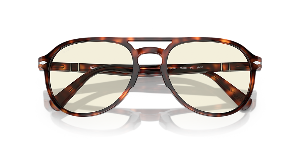 PERSOL PO3235S Havana - Unisex Luxury Sunglasses, Photochromic Clear to Grey with Blue Light Filter Lens