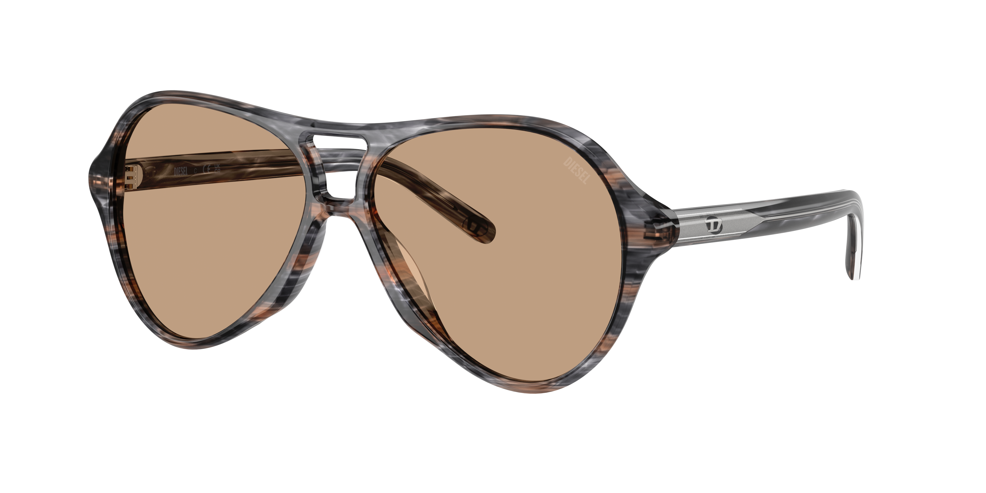 Diesel Unisex Sunglass DL2013U -  Frame color: Striated Grey, Lens color: Light Brown