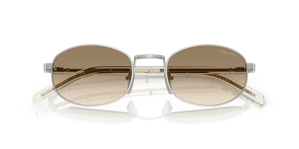 PRADA PR B53S Silver - Women Luxury Sunglasses, Light Yellow Gradient Brown Lens