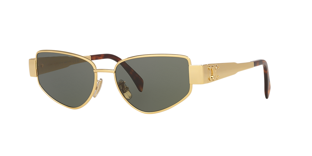 【送料&関税込】Celine Round Thick Logo Lens Frame Celine Cl40293U S (55 - 16) with Green lenses and Gold frame