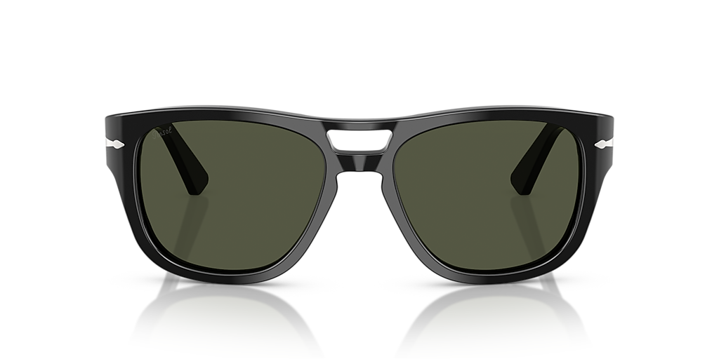PERSOL PO3366S Black - Unisex Luxury Sunglasses, Green Lens