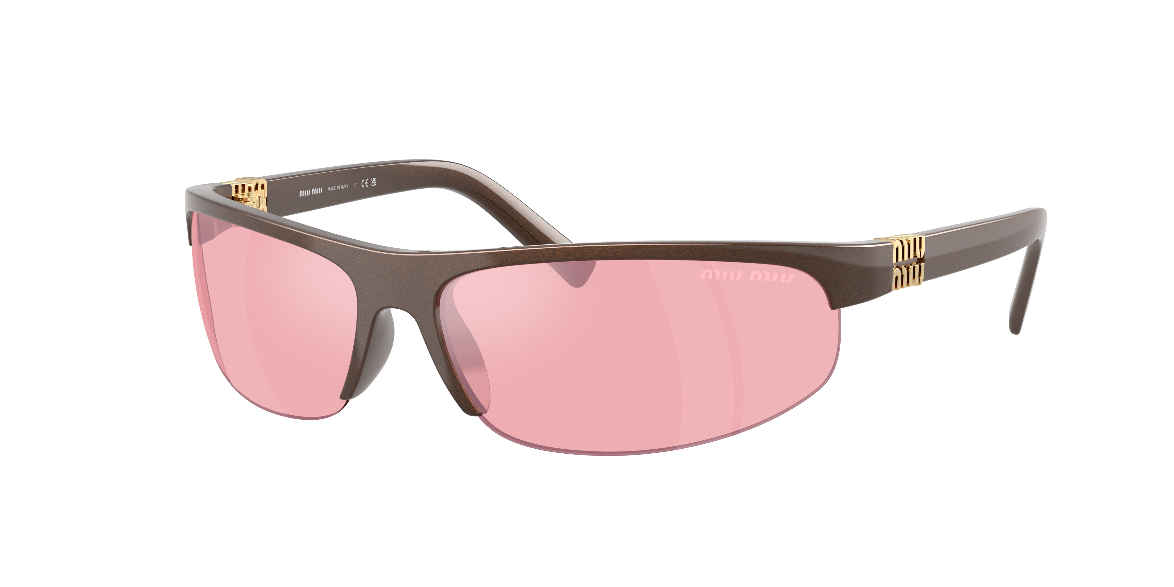 Miu Miu Woman Sunglass MU A02S -  Frame color: Cocoa Metal, Lens color: Pink Mirror