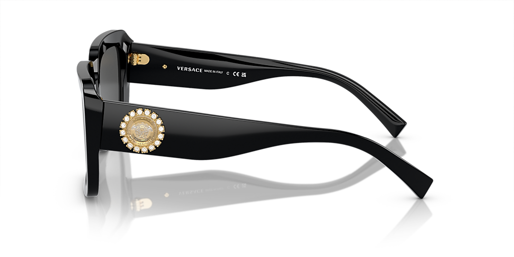 VERSACE VE4384B Black - Women Luxury Sunglasses, Dark Grey Lens