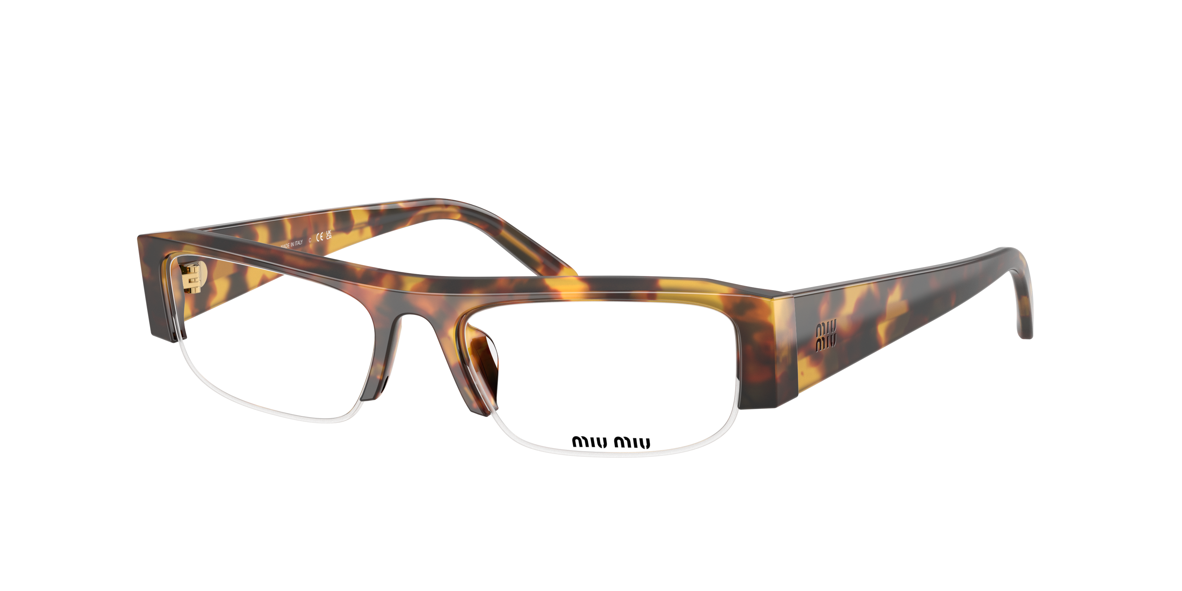 Miu Miu Half-frame Plain Mirror In Brown