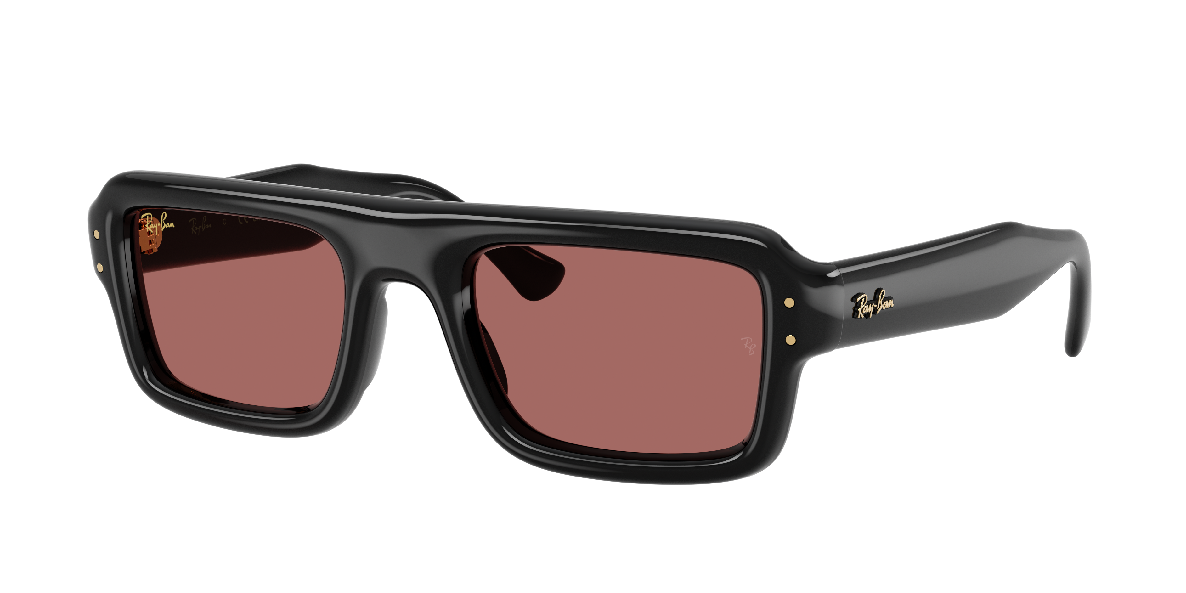 Ray-Ban Unisex Sunglass Flacko Puffer -  Frame color: Black, Lens color: Dark Violet