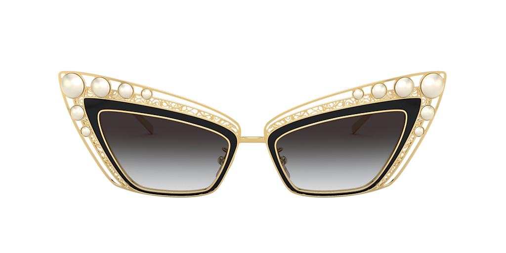 DOLCE&GABBANA DG2254H Black - Women Luxury Sunglasses, Light Grey Gradient Black Lens