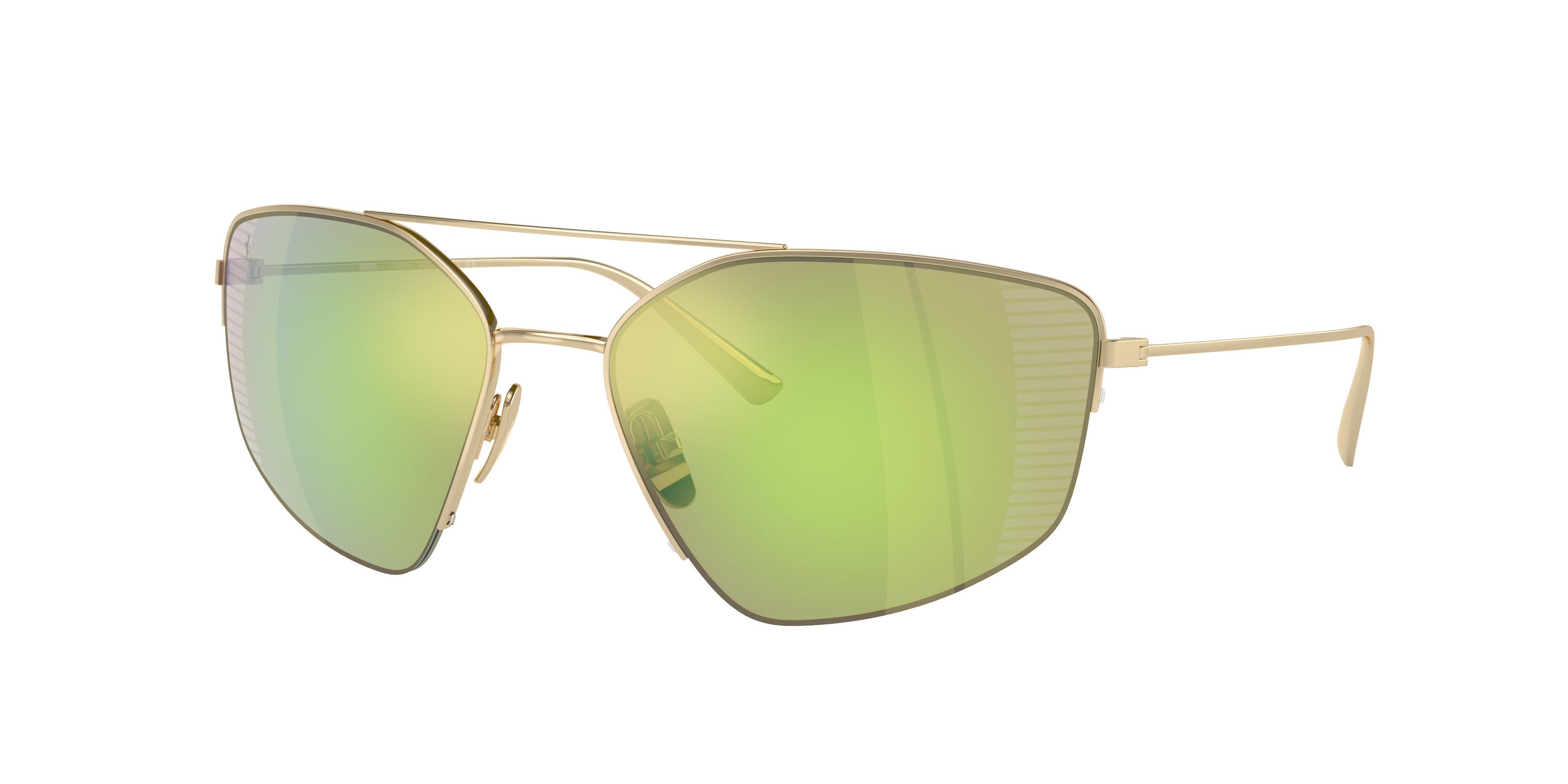 Ferrari Man Sunglass FH1009T -  Frame color: Pale Gold, Lens color: Green Mirror