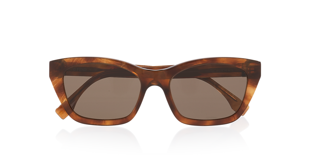 Fendi Women\'s Tortoiseshell Cat-Eye Sunglasses with Brown Lenses FENDI EYEWEAR Interlace cat-eye leather-trimmed  main image 3