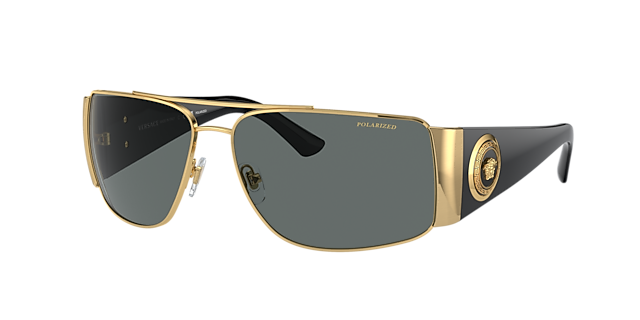 Versace VE2163 63 Dark Grey & Gold Sunglasses | Sunglass Hut USA