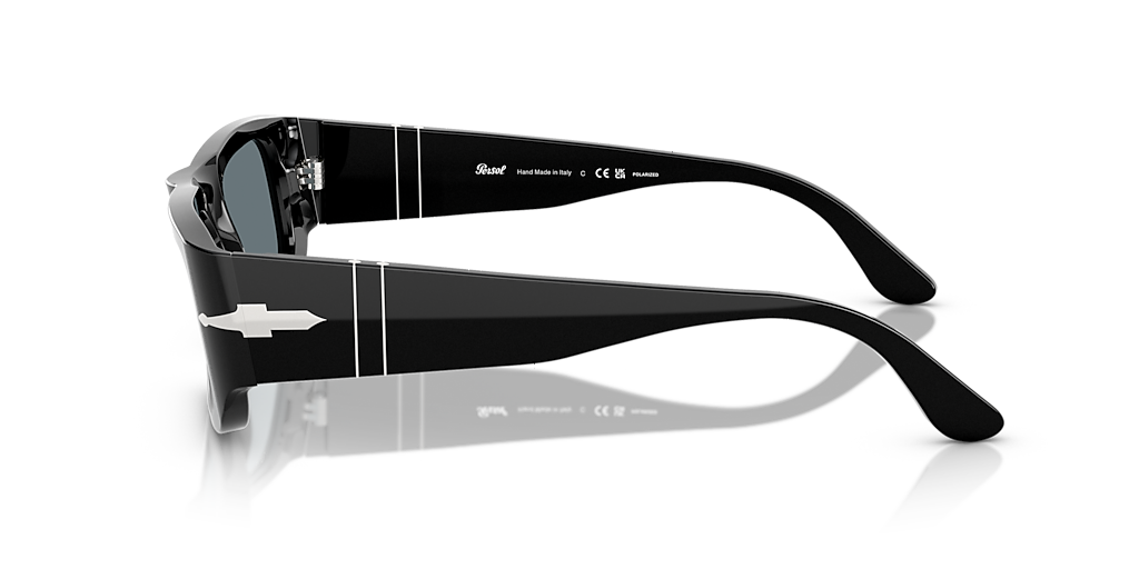 PERSOL PO3362S Black - Unisex Luxury Sunglasses, Dark Blue Polar Lens