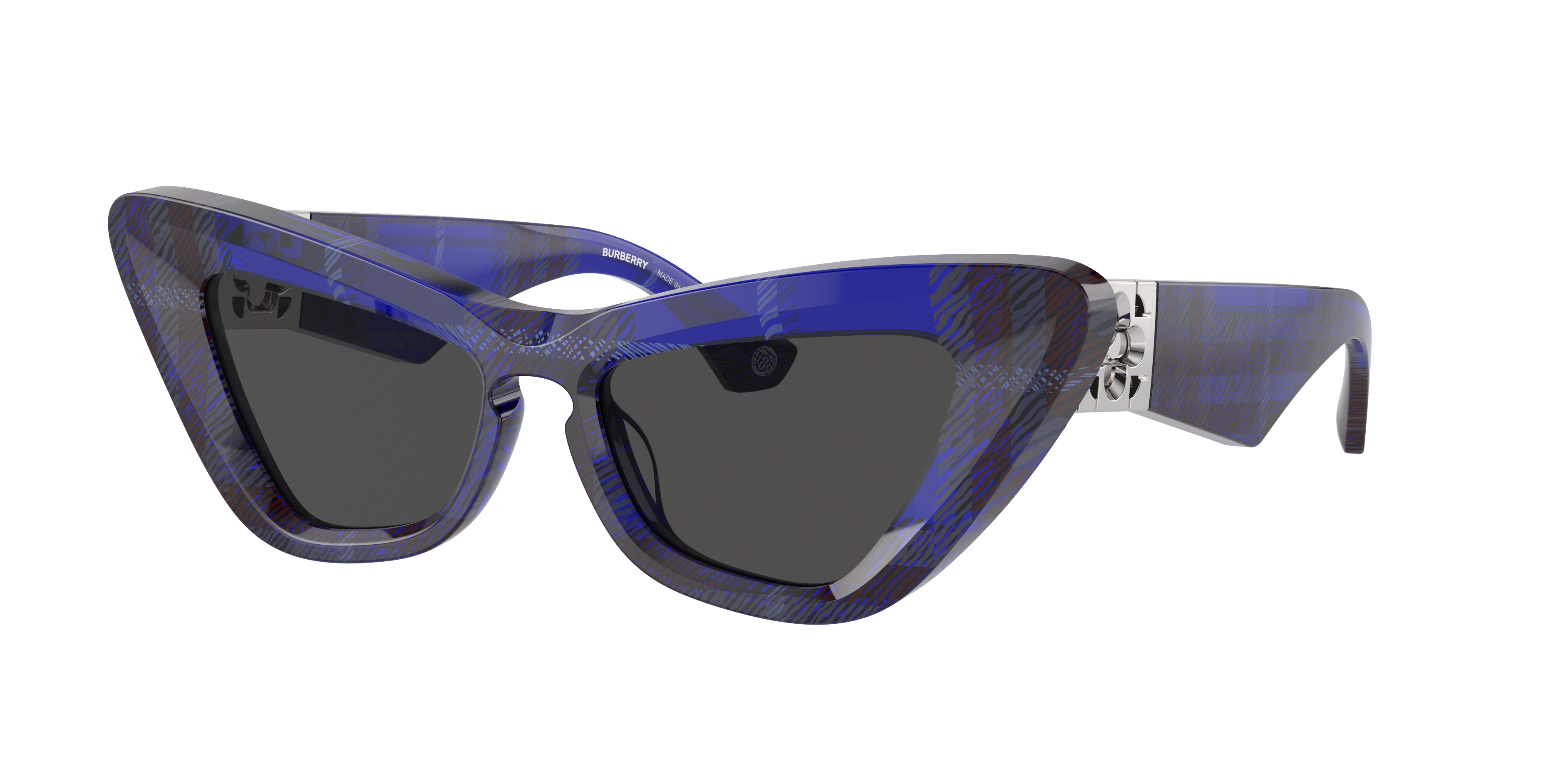 Burberry Woman Sunglass BE4421U -  Frame color: Check Blue, Lens color: Dark Grey