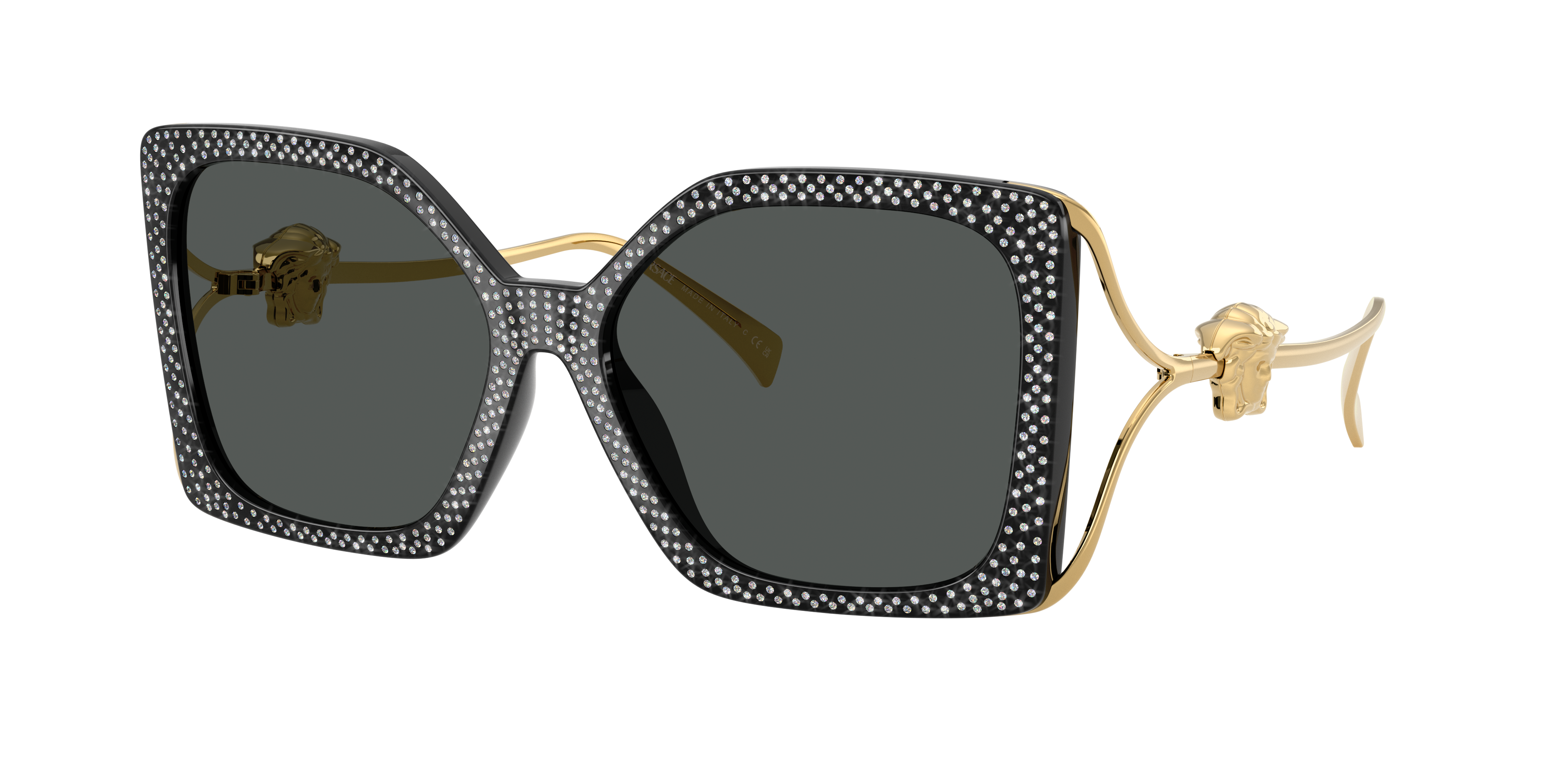 Versace Woman Sunglass VE4502U -  Frame color: Black Strass Crystal, Lens color: Dark Grey