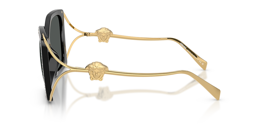 VERSACE VE4502U Black Strass Crystal - Women Luxury Sunglasses, Dark Grey Lens