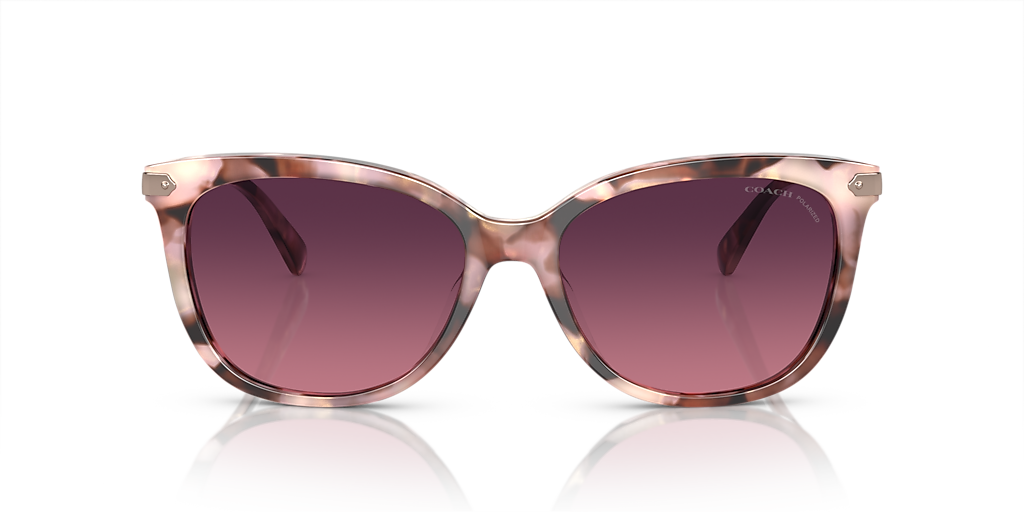 COACH HC8378U CL926 Rose Pearl Tortoise - Women Luxury Sunglasses, Burgundy Gradient Polar Lens