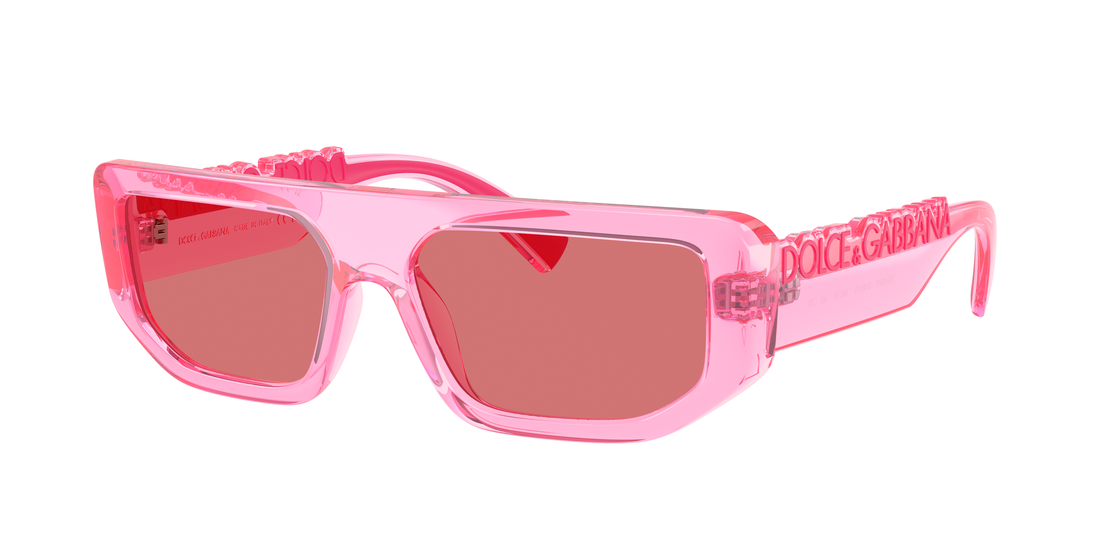 Dolce&Gabbana Unisex Sunglass DG6203 -  Frame color: Transparent Pink, Lens color: Red