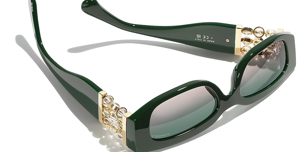 Chanel Rectangle Sunglasses CH5544 XS (53 - 17) with Green lenses