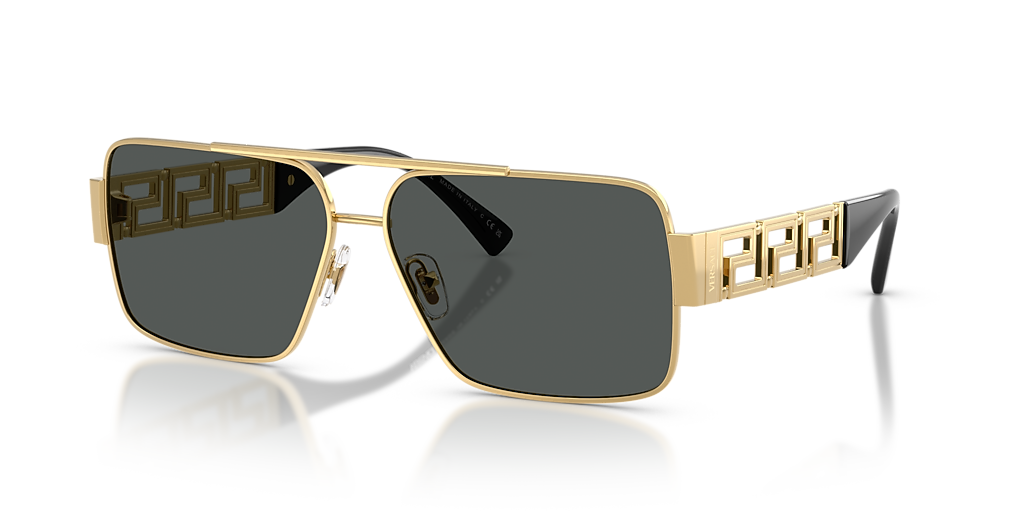 VERSACE VE2290 Gold - Men Luxury Sunglasses, Dark Grey Lens