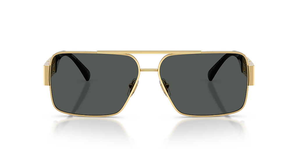 VERSACE VE2290 Gold - Men Luxury Sunglasses, Dark Grey Lens