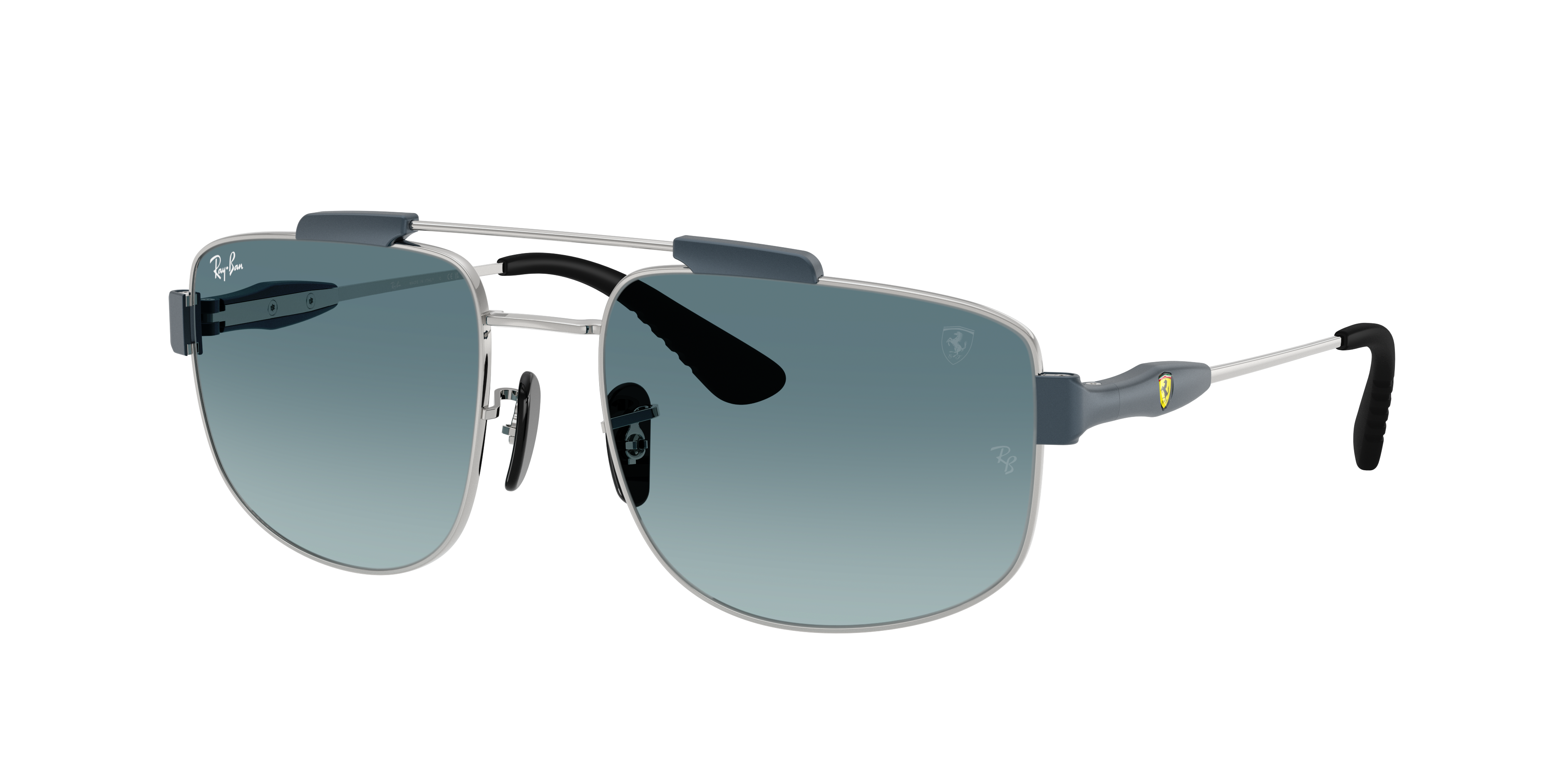 Ray-Ban Unisex Sunglass RB3789M Scuderia Ferrari Collection -  Frame color: Silver, Lens color: Blue Gradient Grey