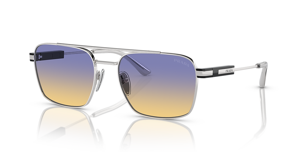 Prada PR 67ZS L (56 - 18) with Yellow lenses and Silver frame