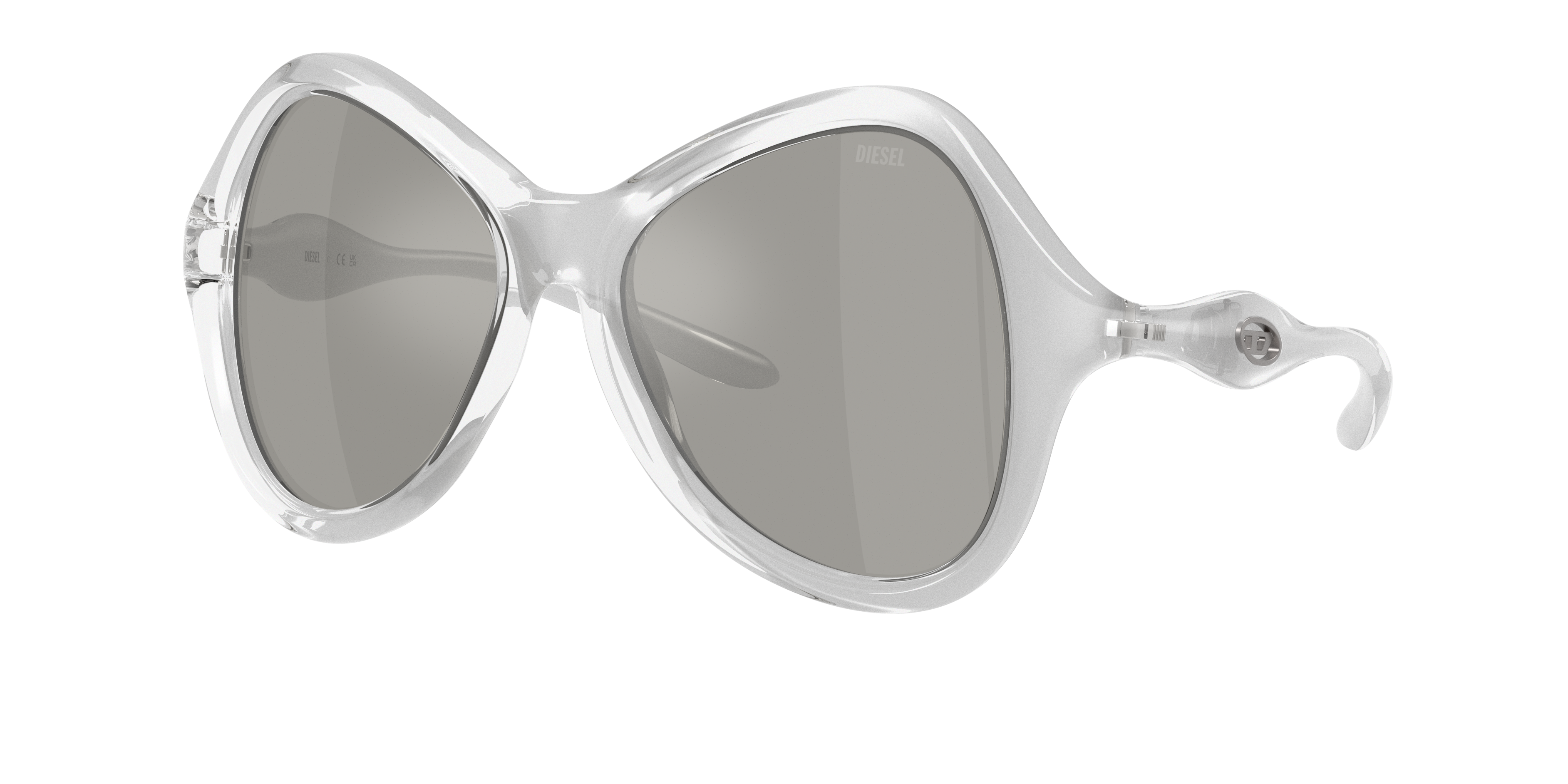 Diesel Unisex Sunglass DL3010U -  Frame color: Metallic Crystal, Lens color: Mirror Silver