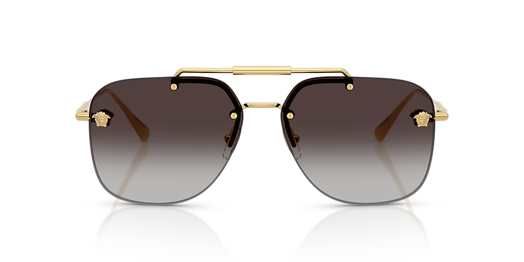 Versace Unisex Gold Frame Aviator Sunglasses with Grey Lenses Versace VE2284 XXL (63 - 10) with Grey lenses and Gold frame  main image 3