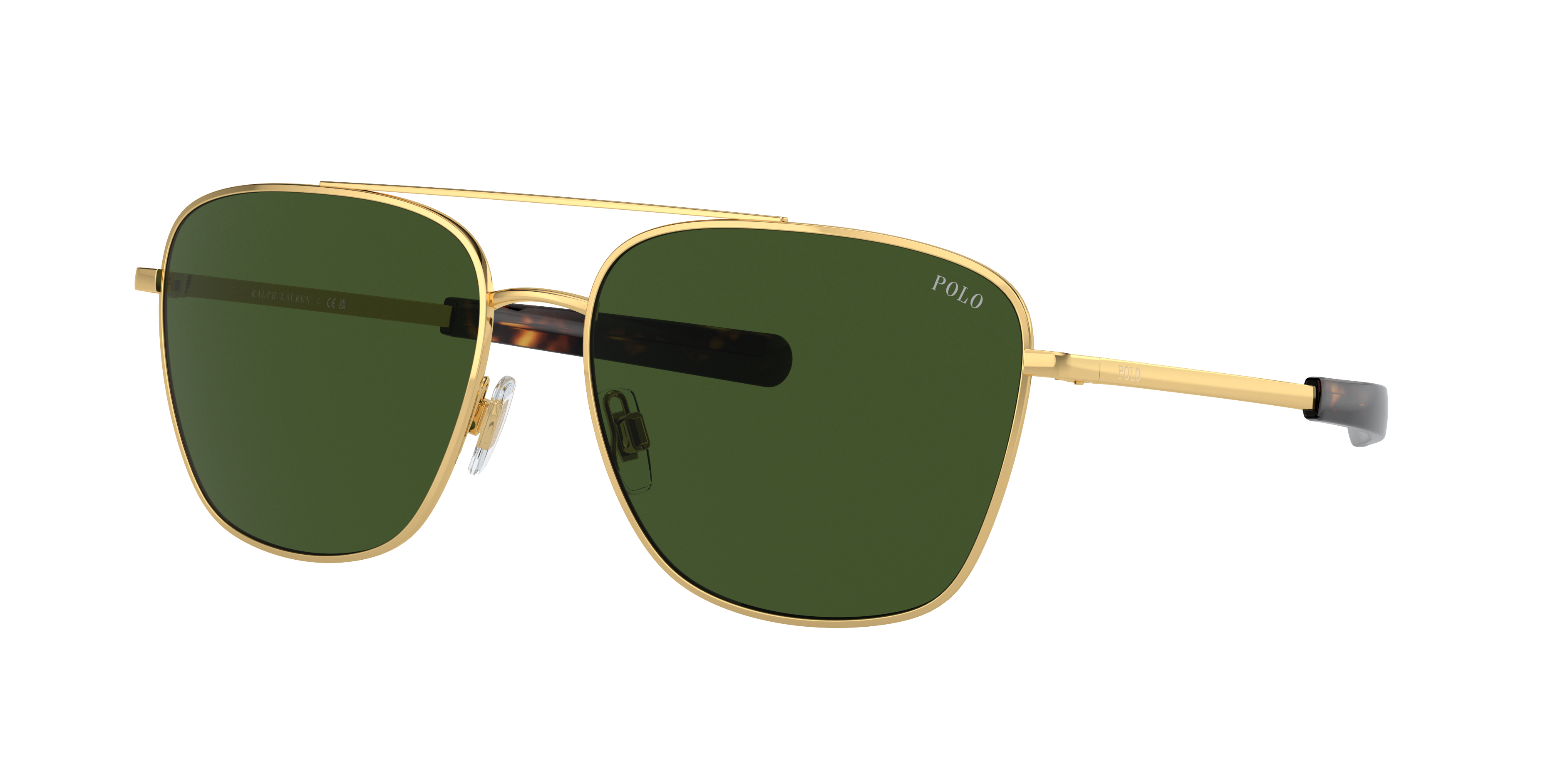 Polo Ralph Lauren Man Sunglass PH3147 -  Frame color: Shiny Gold, Lens color: Bottle Green