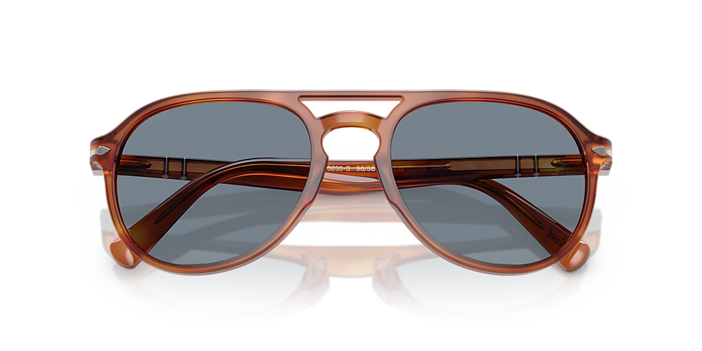 PERSOL PO3235S Terra Di Siena - Unisex Luxury Sunglasses, Light Blue Lens