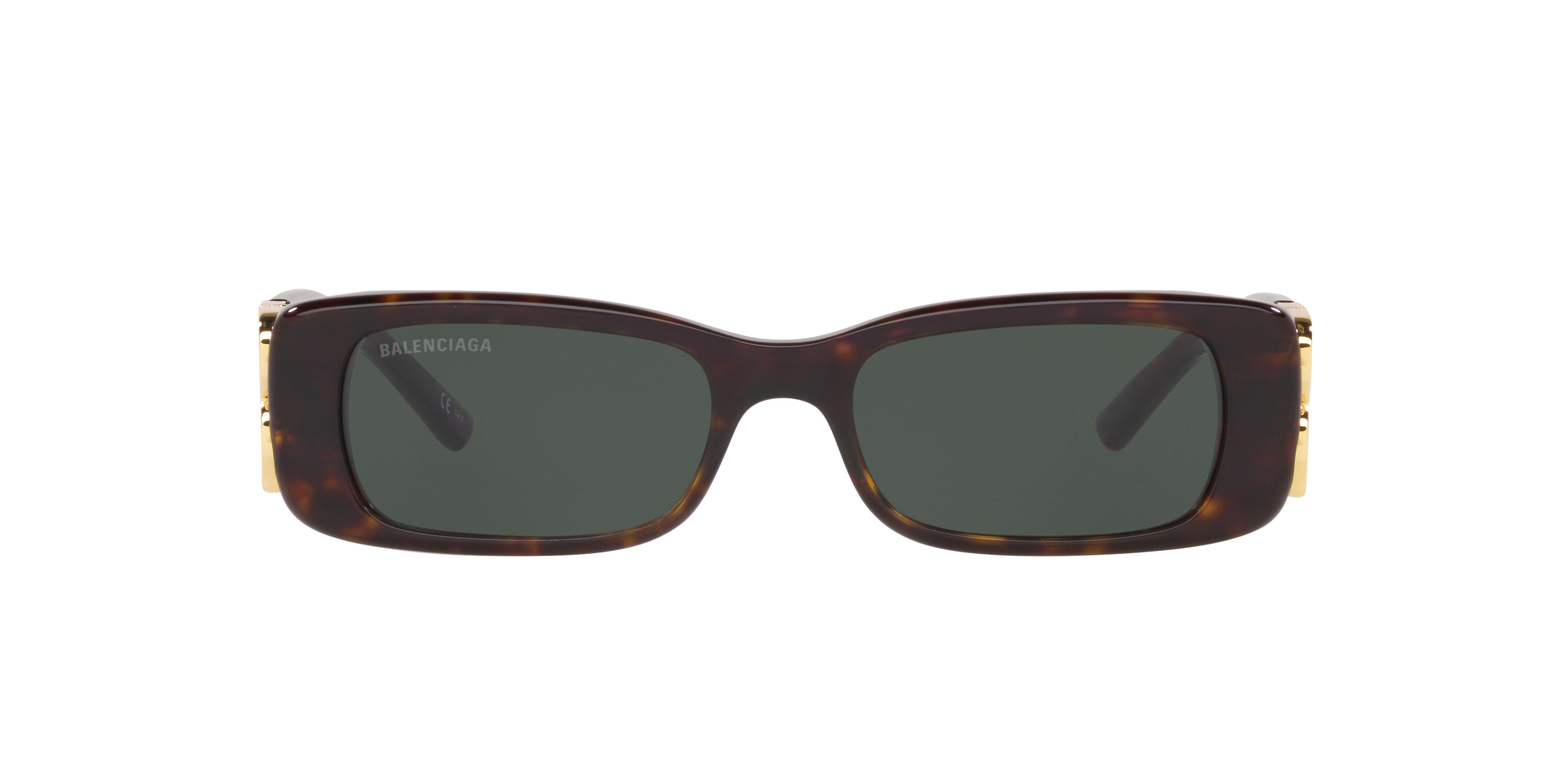 Balenciaga BB0096S XS (51 - 18) with Green lenses and Brown