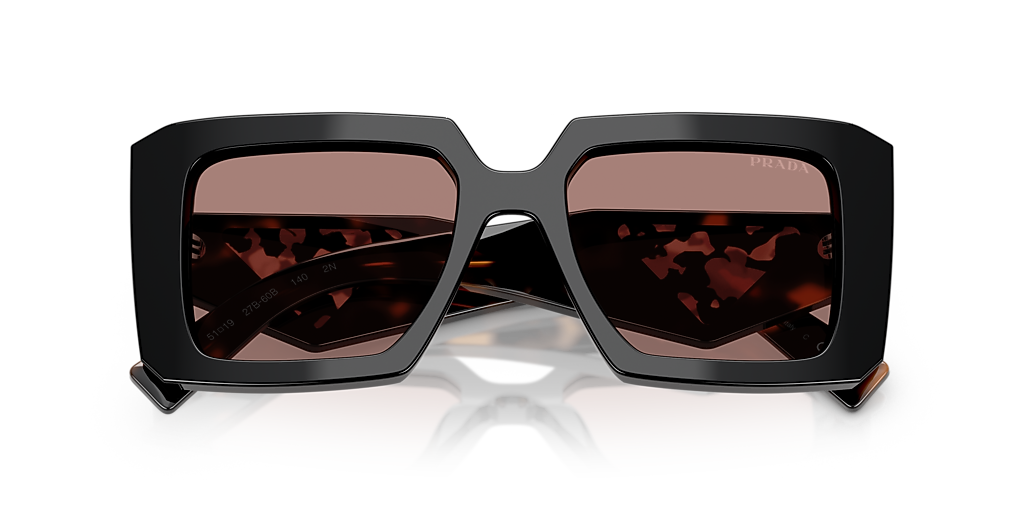 Authentic Prada Black and Brown Oversized Sunglasses (No Fakes Allowed) PRADA SYMBOLE PR 08YS 01V-8C1 Honey Havana Brown Lens Women  main image 4