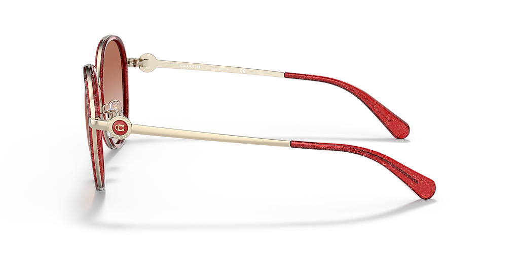 COACH HC7129 CNY Edition Transparent Glitter Red - Women Luxury Sunglasses, Pink Gradient Pink Lens