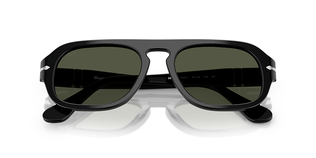 PERSOL PO3369S Black - Unisex Luxury Sunglasses, Green Lens