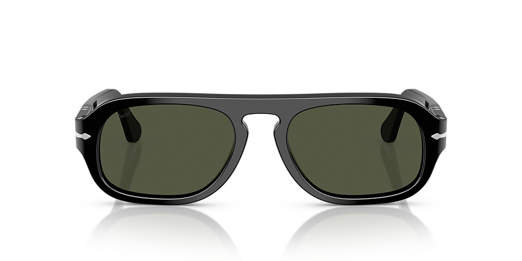 PERSOL PO3369S Black - Unisex Luxury Sunglasses, Green Lens