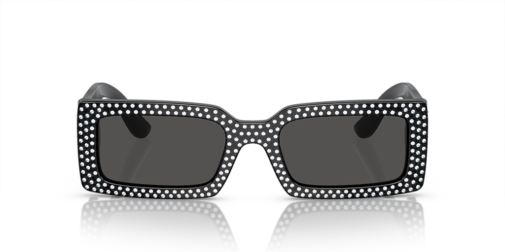DOLCE&GABBANA DG4447B Black - Women Luxury Sunglasses, Dark Grey Lens