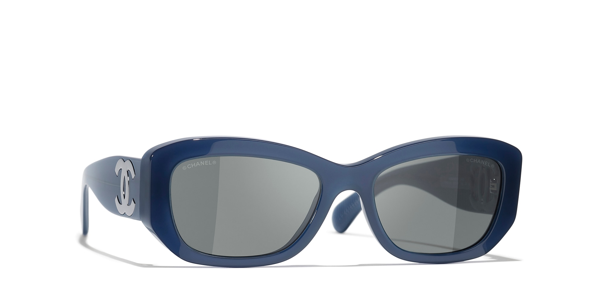 Chanel Woman Sunglass Rectangle Sunglasses CH5493 -  Frame color: Exclusive Milky Blue, Lens color: Grey