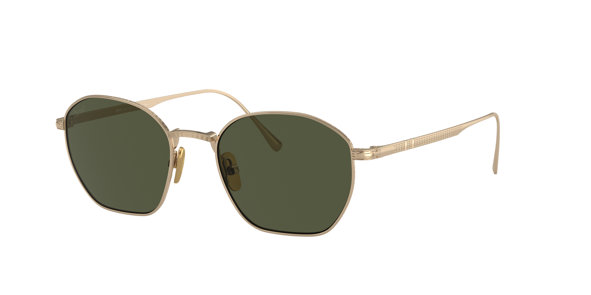 Persol Unisex Sunglass PO5004ST - Frame color: Gold, Lens color: Green