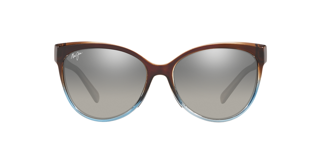 MAUI JIM 537 Olu Olu Translucent Dark Chocolate/Blue - Women Sunglasses, Neutral Grey Polarized Lens