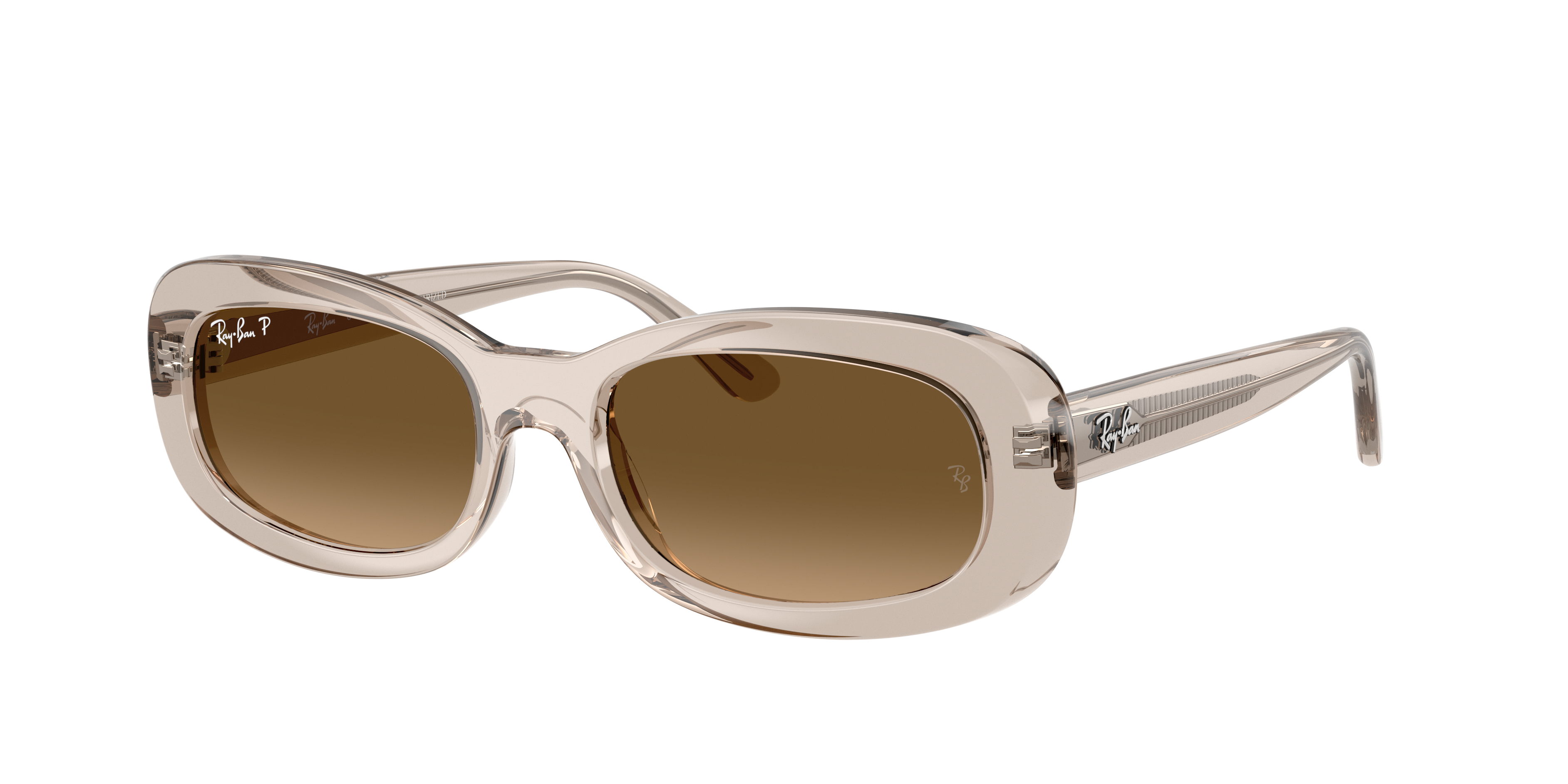 Ray Ban Rb2221 Sunglasses Transparent Beige Frame Brown Lenses Polarized 53-18